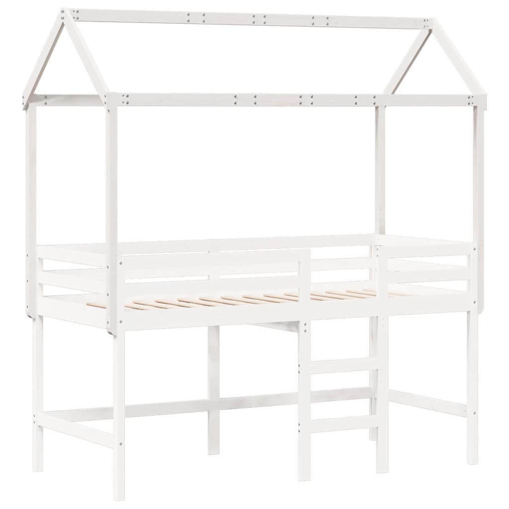 Kinderbedhuisje 217x95,5x159 cm massief grenenhout wit