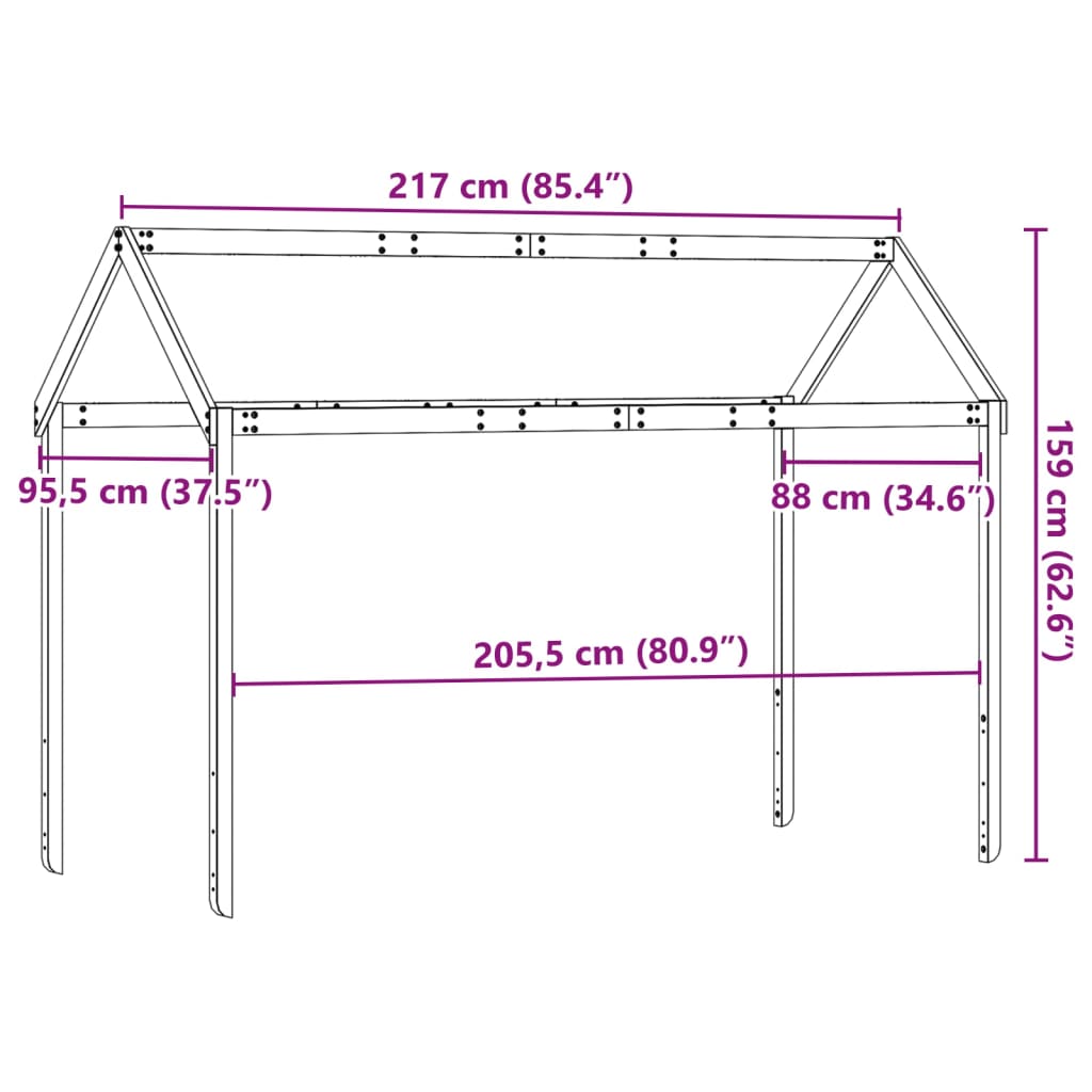 Kinderbedhuisje 217x95,5x159 cm massief grenenhout wit