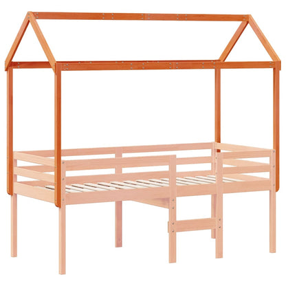 Kinderbedhuisje 217x95,5x159 cm massief grenenhout wasbruin