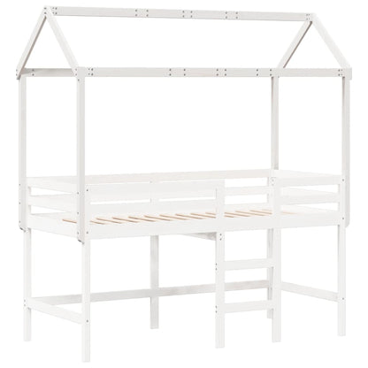 Kinderbedhuisje 207x95,5x159 cm massief grenenhout wit