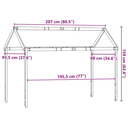 Kinderbedhuisje 207x95,5x159 cm massief grenenhout wasbruin