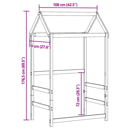 Kinderbedhuisje 108x70x176,5 cm massief grenenhout wasbruin