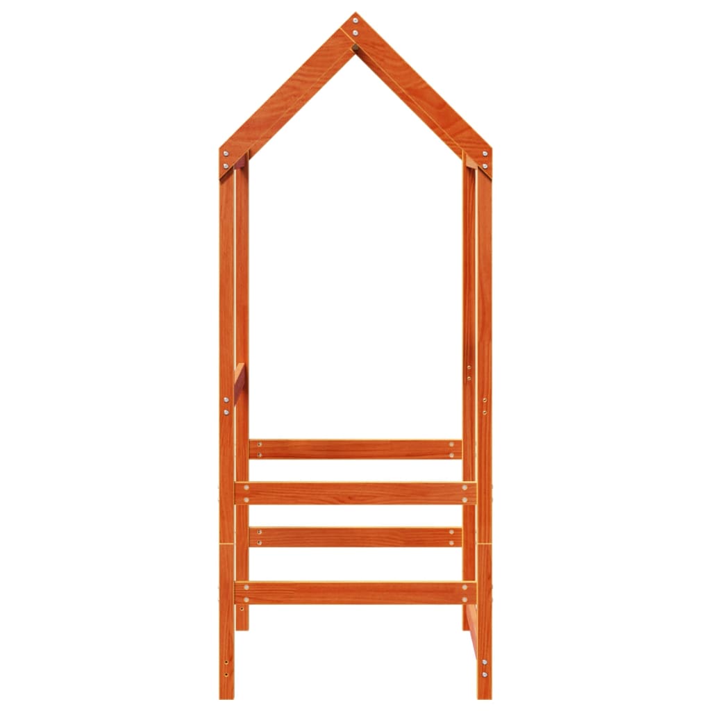 Kinderbedhuisje 98x70x176,5 cm massief grenenhout wasbruin