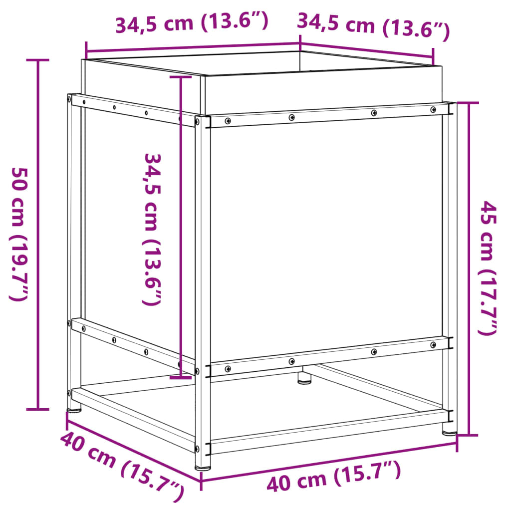 Plantenbak 40x40x50 cm massief grenenhout