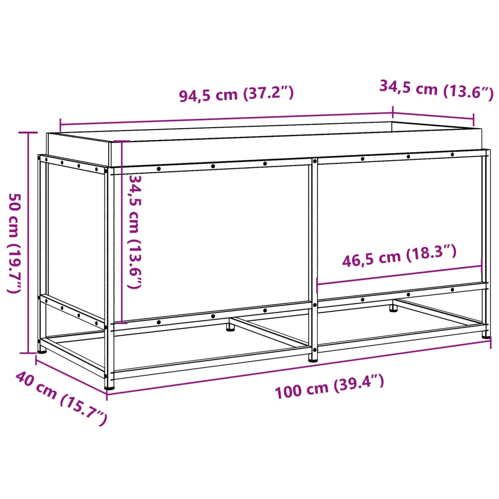 Plantenbak 100x40x50 cm massief grenenhout wit