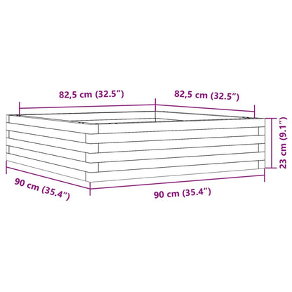 Plantenbak 90x90x23 cm massief grenenhout wit