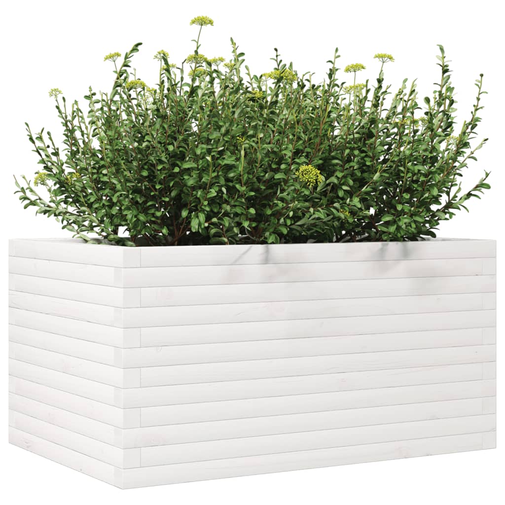 Plantenbak 90x60x45,5 cm massief grenenhout wit