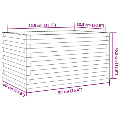 Plantenbak 90x60x45,5 cm massief grenenhout wit