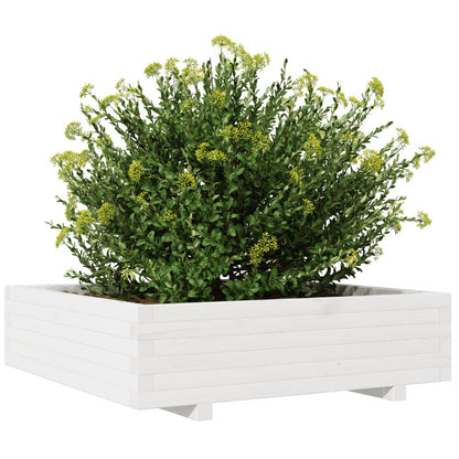 Plantenbak 90x90x26,5 cm massief grenenhout wit