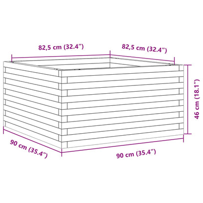 Plantenbak 90x90x46 cm massief grenenhout wit