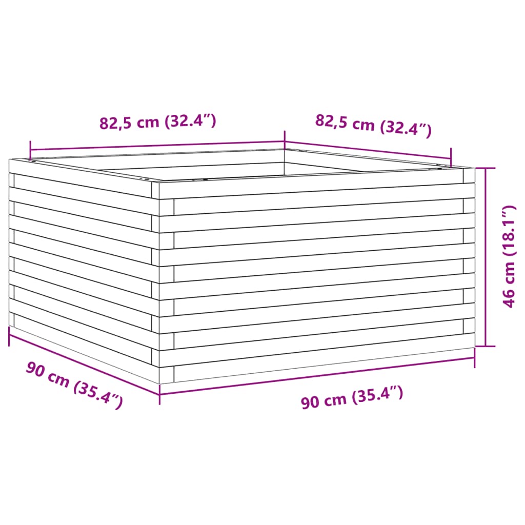 Plantenbak 90x90x46 cm geïmpregneerd grenenhout