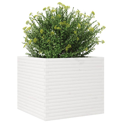 Plantenbak 80x80x68,5 cm massief grenenhout wit