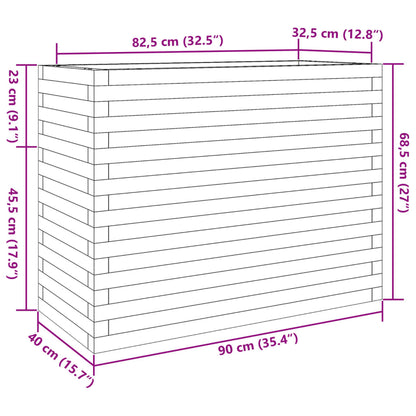 Plantenbak 90x40x68,5 cm massief grenenhout wit