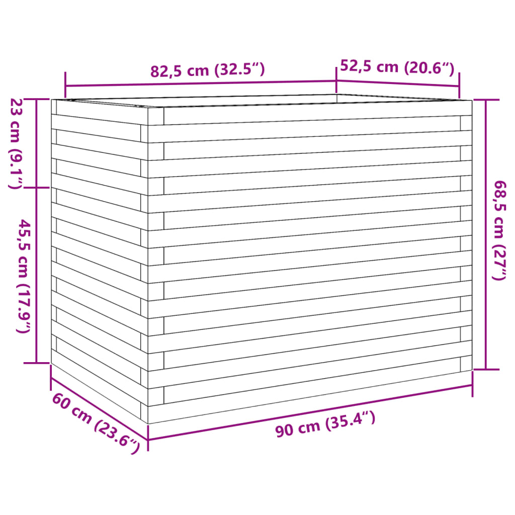 Plantenbak 90x60x68,5 cm massief grenenhout