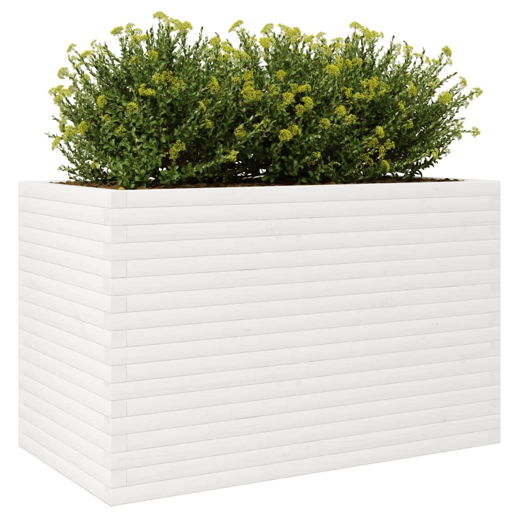 Plantenbak 110x60x68,5 cm massief grenenhout wit