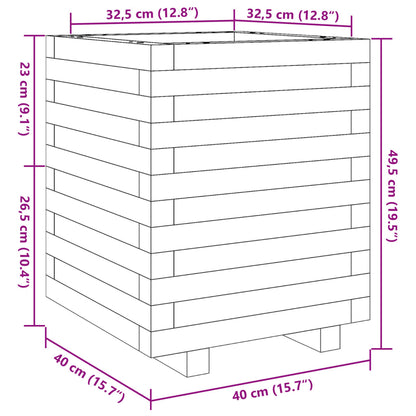 Plantenbak 40x40x49,5 cm massief grenenhout wit