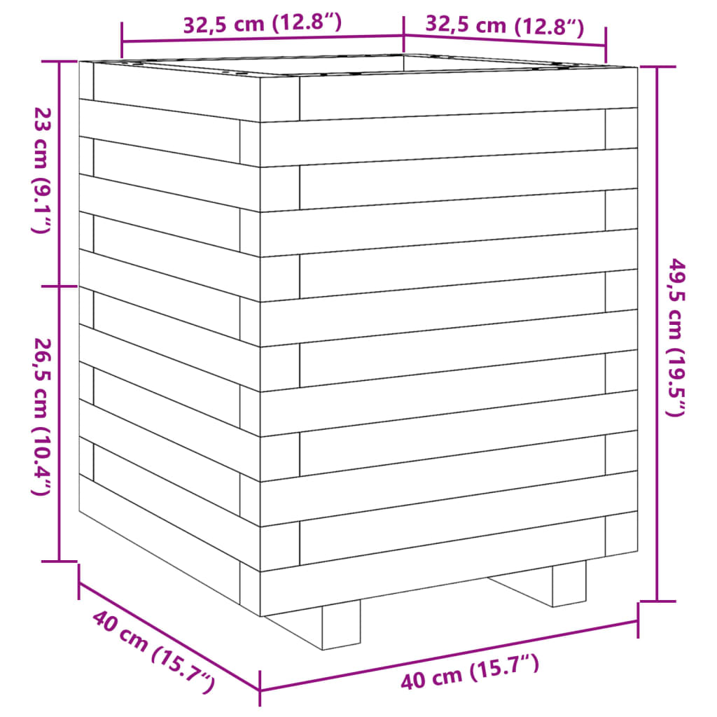 Plantenbak 40x40x49,5 cm massief douglashout