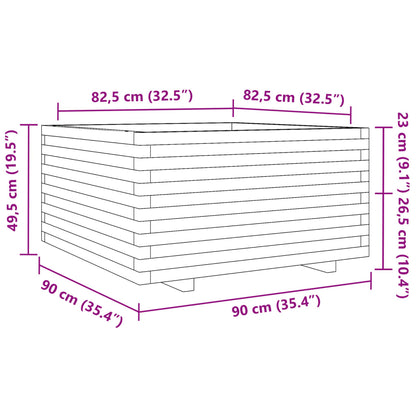 Plantenbak 90x90x49,5 cm massief grenenhout wit