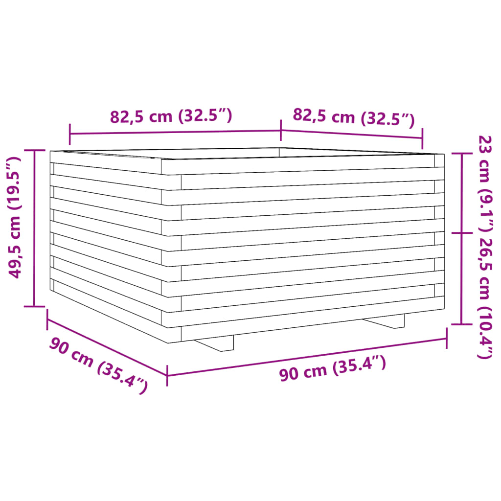 Plantenbak 90x90x49,5 cm geïmpregneerd grenenhout