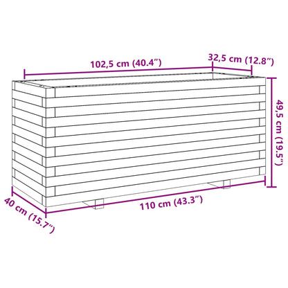 Plantenbak 110x40x49,5 cm massief grenenhout wit