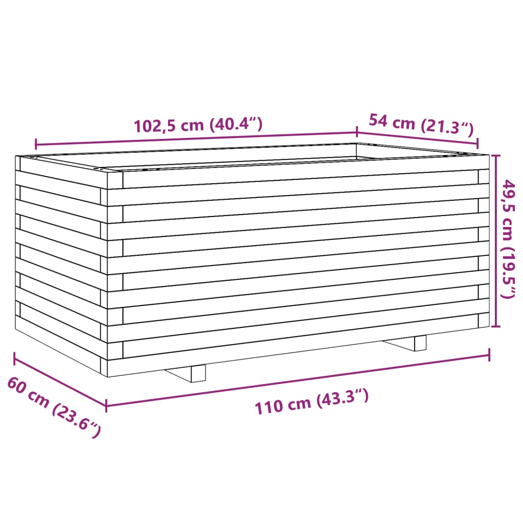 Plantenbak 110x60x49,5 cm massief douglashout