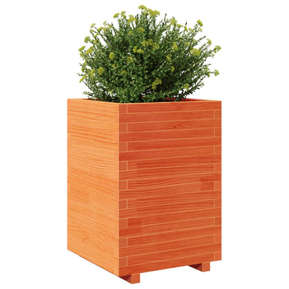 Plantenbak 50x50x72,5 cm massief grenenhout wasbruin