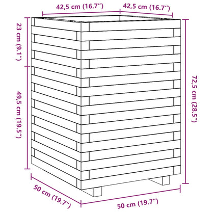 Plantenbak 50x50x72,5 cm massief grenenhout wasbruin