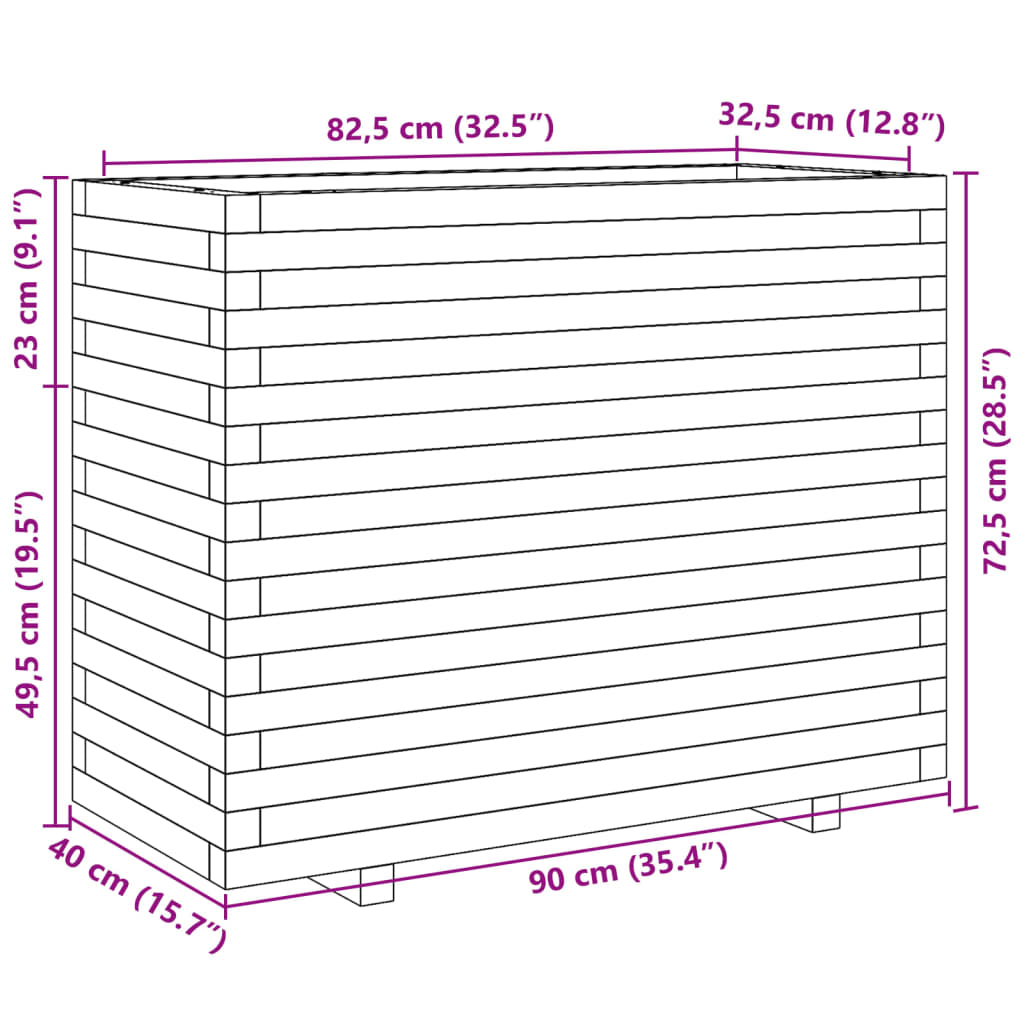 Plantenbak 90x40x72,5 cm massief douglashout