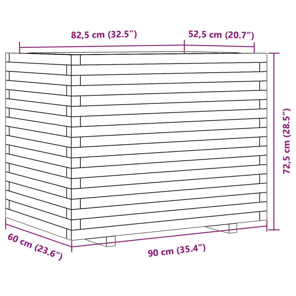 Plantenbak 90x60x72,5 cm geïmpregneerd grenenhout