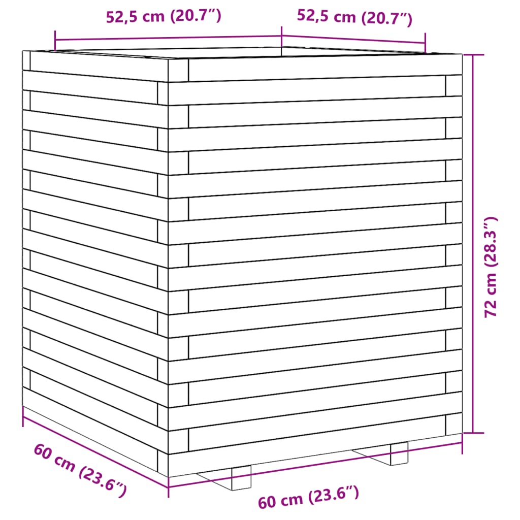 Plantenbak 60x60x72 cm massief douglashout