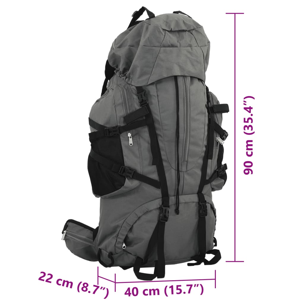 Wandelrugzak 100 L oxford stof grijs