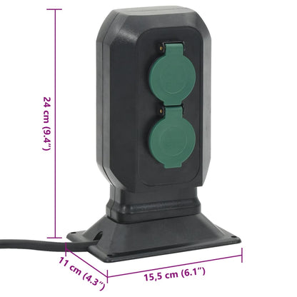 Tuinstopcontact en grondpin 4-wegs 15,5x11x24 cm zwart en groen