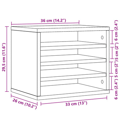 Bureau organiser 36x26x29,5 cm bewerkt hout gerookt eikenkleur