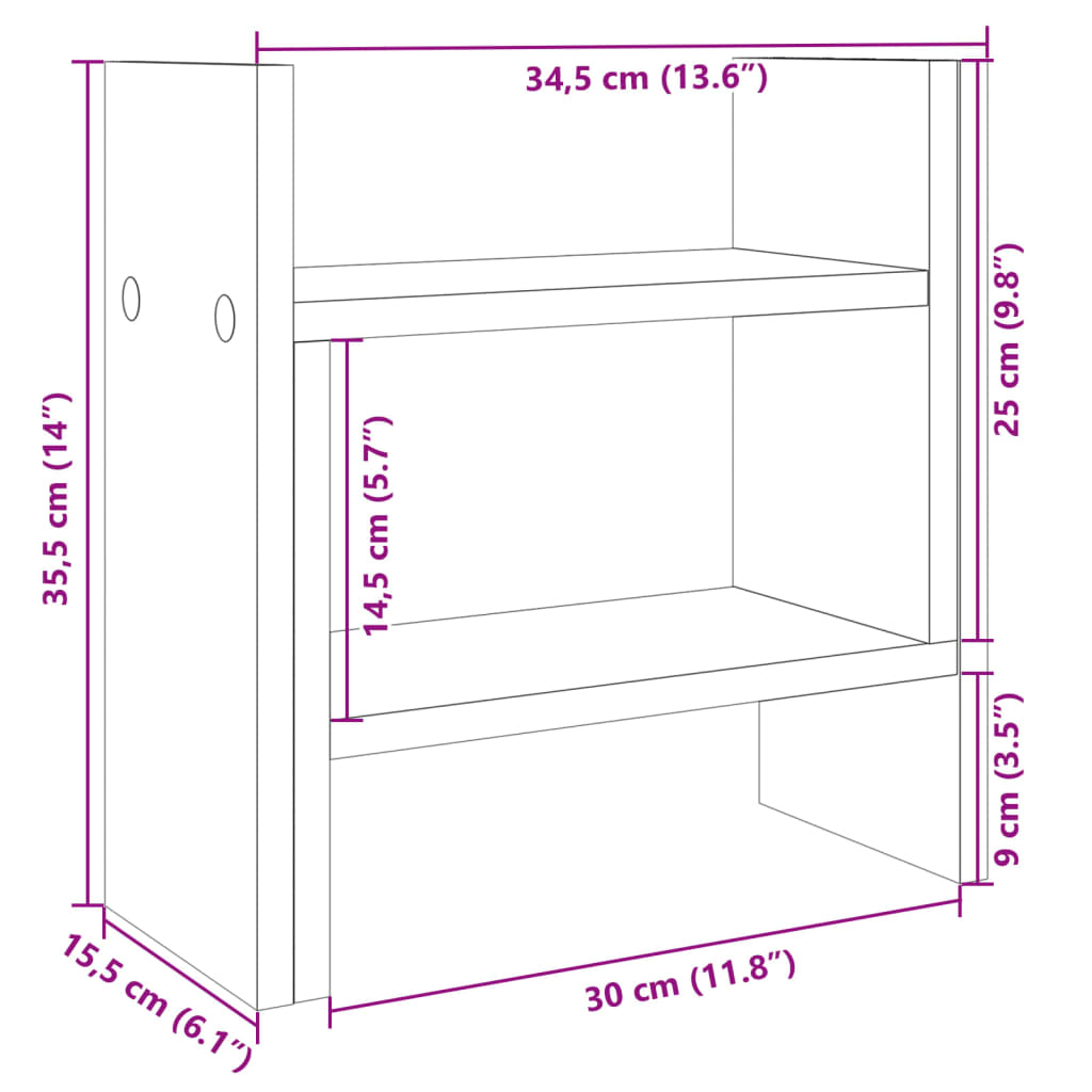 Bureau organiser 34,5x15,5x35,5 cm hout sonoma eikenkleurig