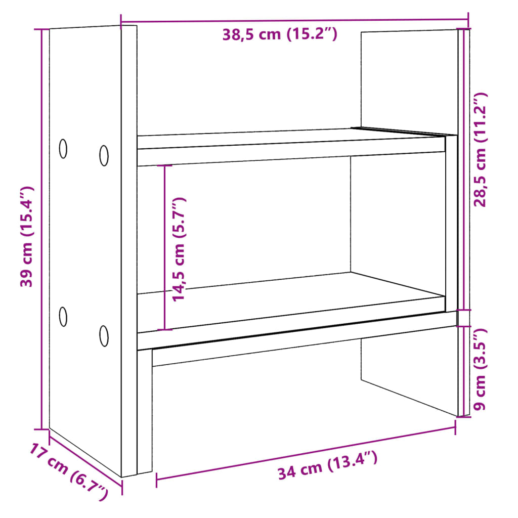 Bureau organiser 38,5x17x39 cm bewerkt hout wit