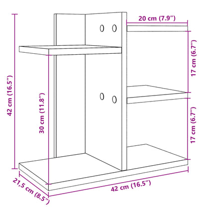 Bureau organiser 42x21,5x42 cm bewerkt hout gerookt eikenkleur