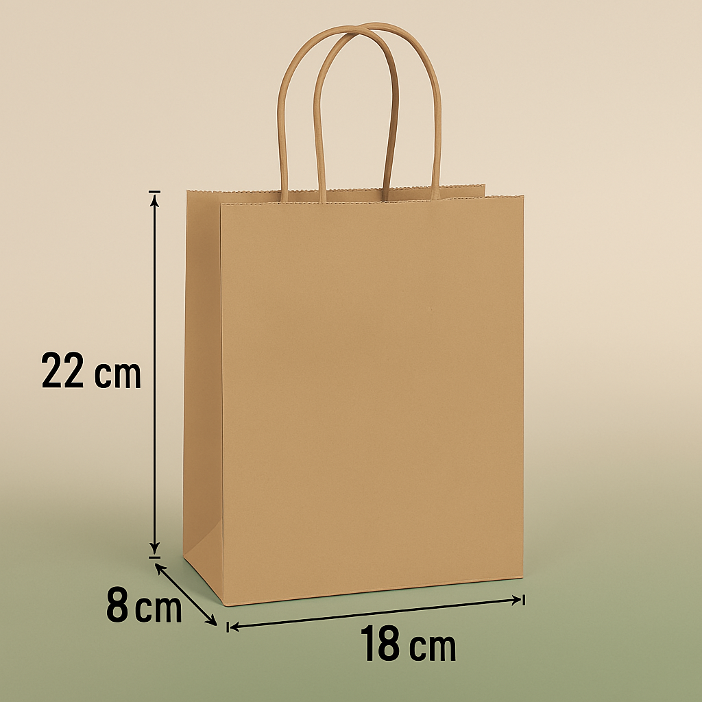 Papieren Tasjes -22x18x8 cm-Incl zwarte Stickers