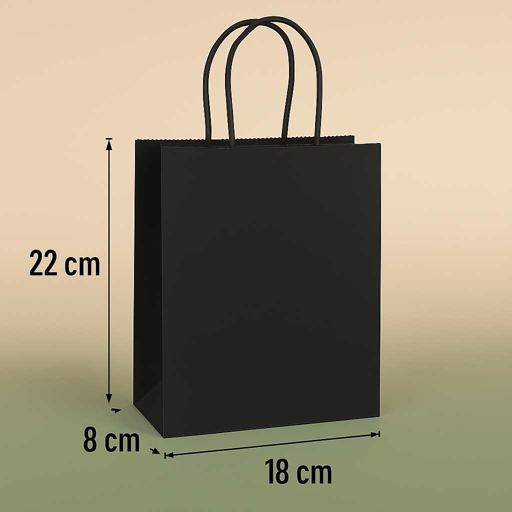 Papieren Tasjes -22x18x8 cm-Incl zwarte Stickers