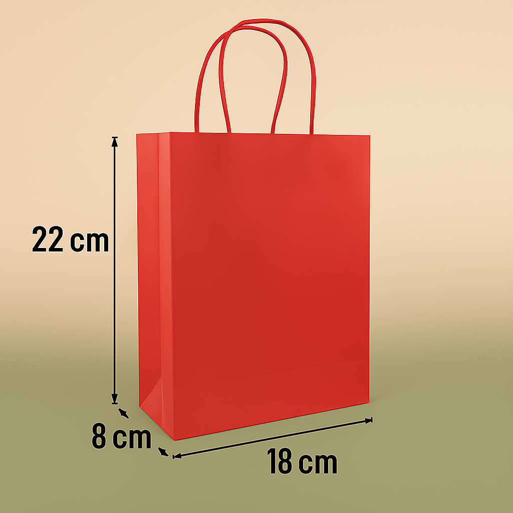 HGN Papieren Tasjes -Cadeautasjes-Cadeauzakjes-100 Stuks-Rood-Incl 100 Stickers-Fijne Feestdagen-18+8x22 cm