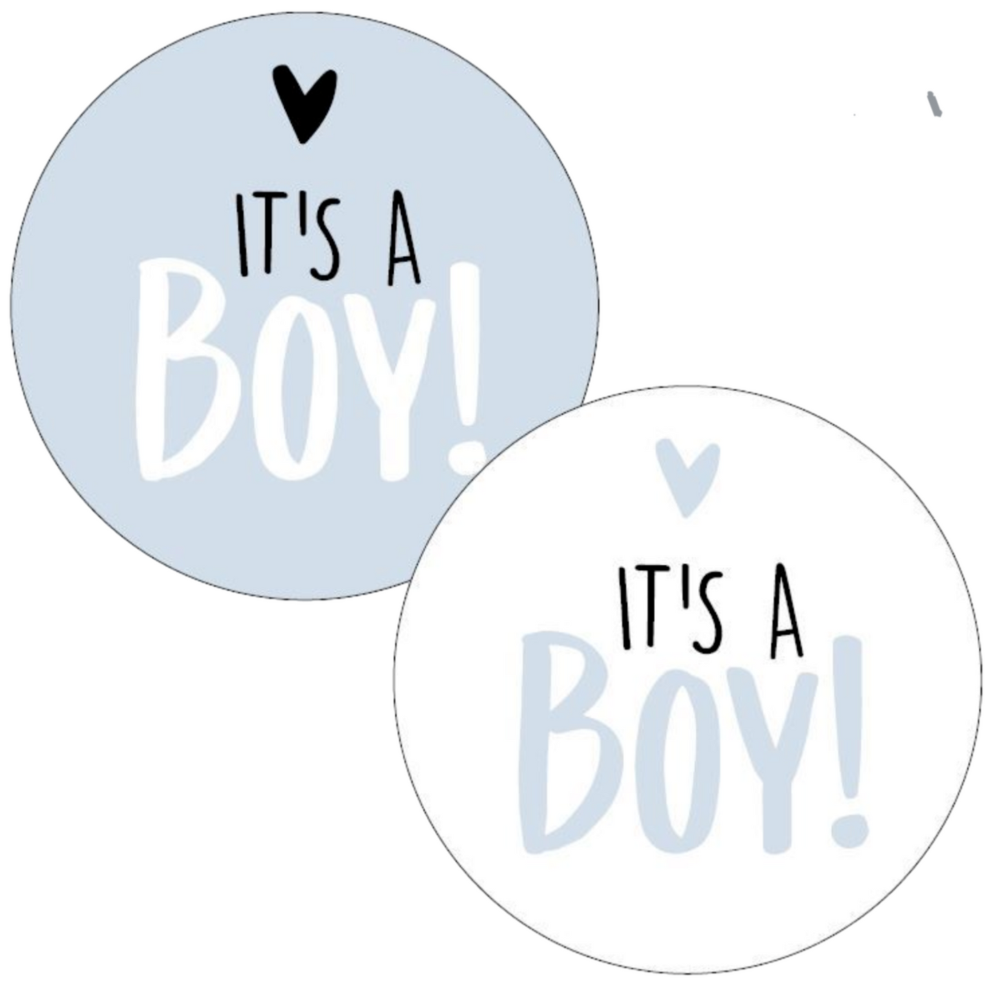 50 geboortestickers 40 mm, sluitstickers met tekst It`s a boy in 2 kleuren