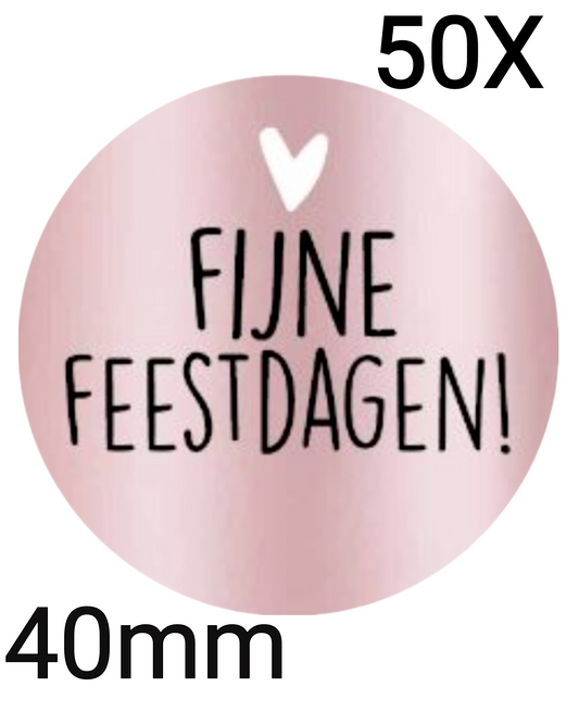 50 Kerst Sluitstickers-Rosé Goudkleurig-Stickers-Fijne Feestdagen-Kerststickers-Cadeaustickers