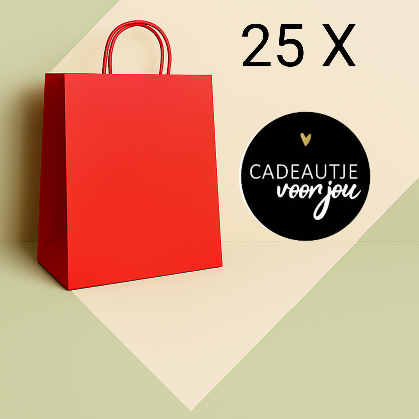 Papieren Tasjes -22x18x8 cm-Incl zwarte Stickers