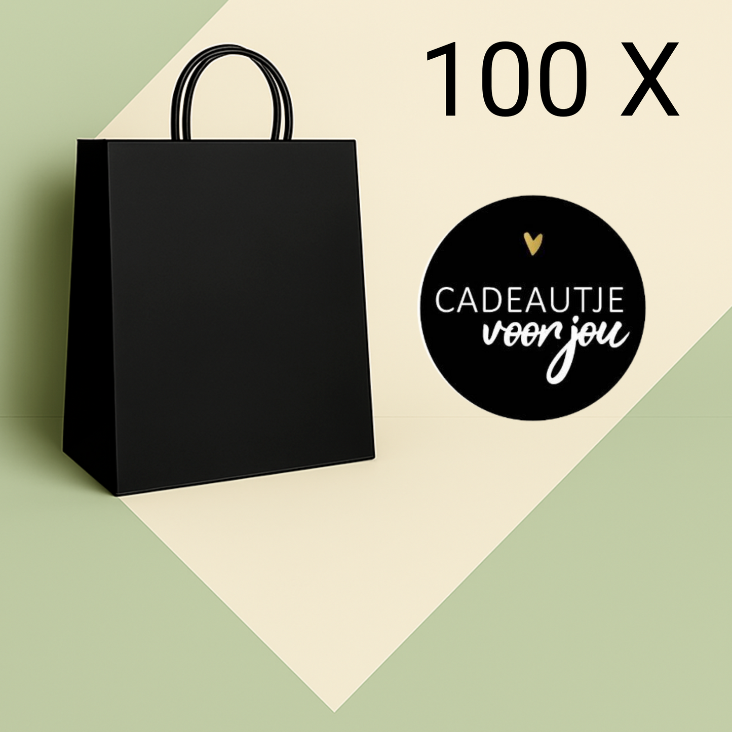 Papieren Tasjes -22x18x8 cm-Incl zwarte Stickers