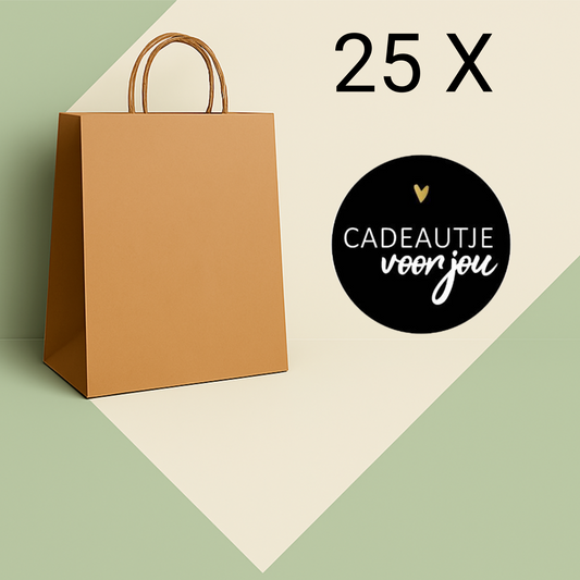 Papieren Tasjes -22x18x8 cm-Incl zwarte Stickers