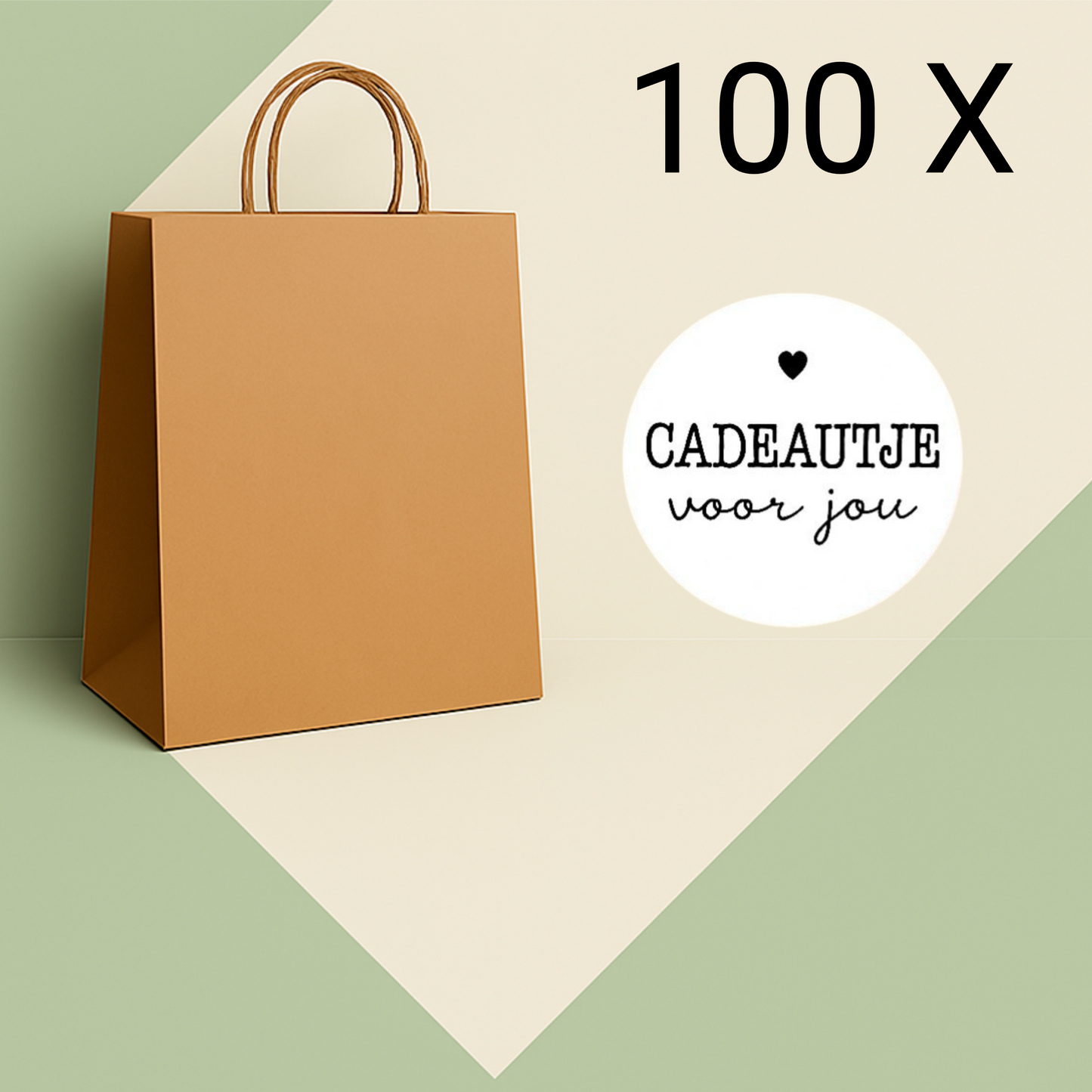 Papieren Tasjes -22x18x8 cm-Incl witte Stickers