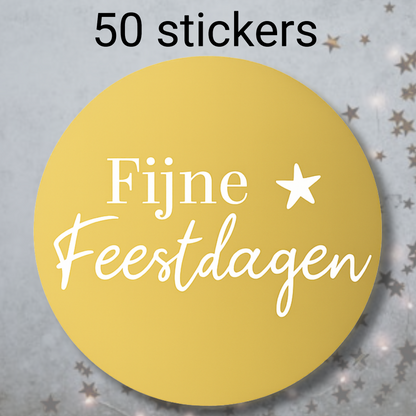HGN papieren tasjes 50 stuks en 50 stickers met tekst "Fijne Feestdagen"-18x8x22 cm-Ideaal voor de kerst
