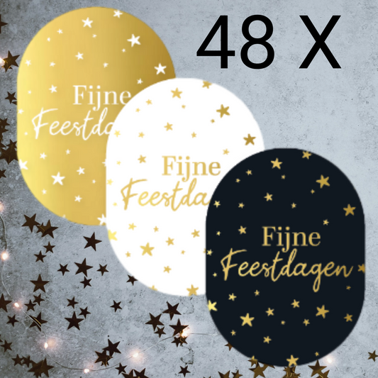 48 kerststickers 3 kleur