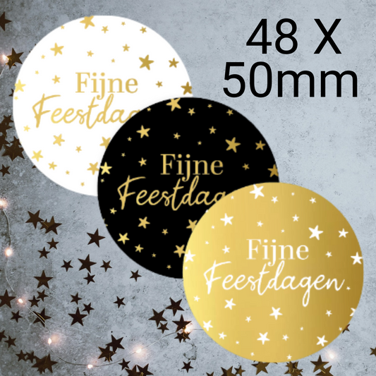 48 kerststickers 3 kleur
