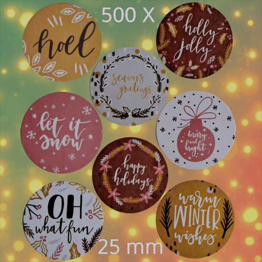 500 Kerststickers 25 mm-Stickers Kerstmis-Sluitstickers Kerst-Op Rol