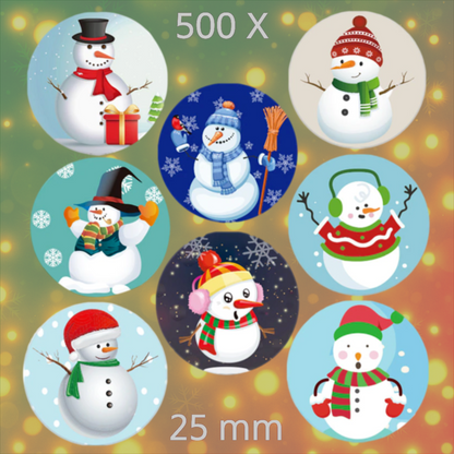500 Kerststickers 25 mm-Stickers Kerstmis-Sluitstickers Kerst-Op Rol